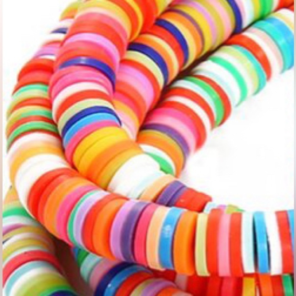 350pcs 6mm Flat Round Polymer Clay Beads Handmade Heishi Disk Loose Spacer Beads